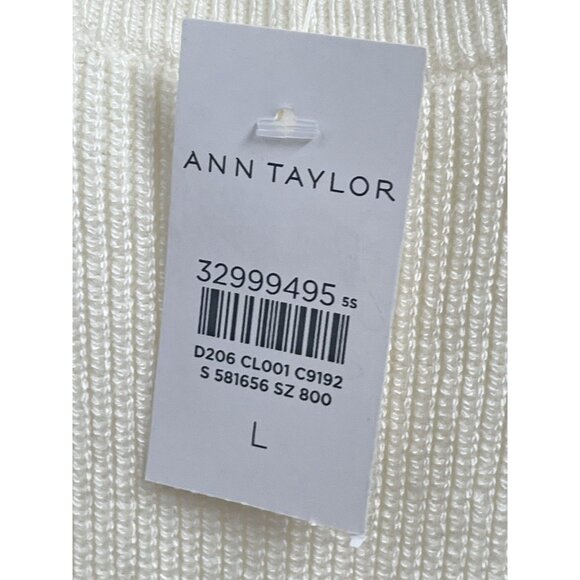 Ann Taylor Knit Sleeveless Top Ivory Ribbed Sz Large NWT - Picture 3 of 6